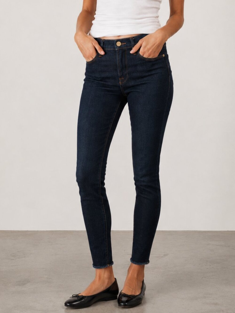FRAME Denim Le High Skinny Raw Hem Jeans Saltair Dark Indigo Wash SZ 26 NWOT